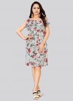 Georgette Grey Casual Wear Printed Readymade Short Dress